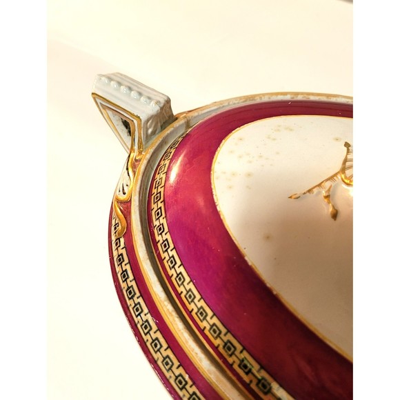 Antique Porcelain candy dish footed pedestal bowl with lid 12 inch - Picture 6 of 12